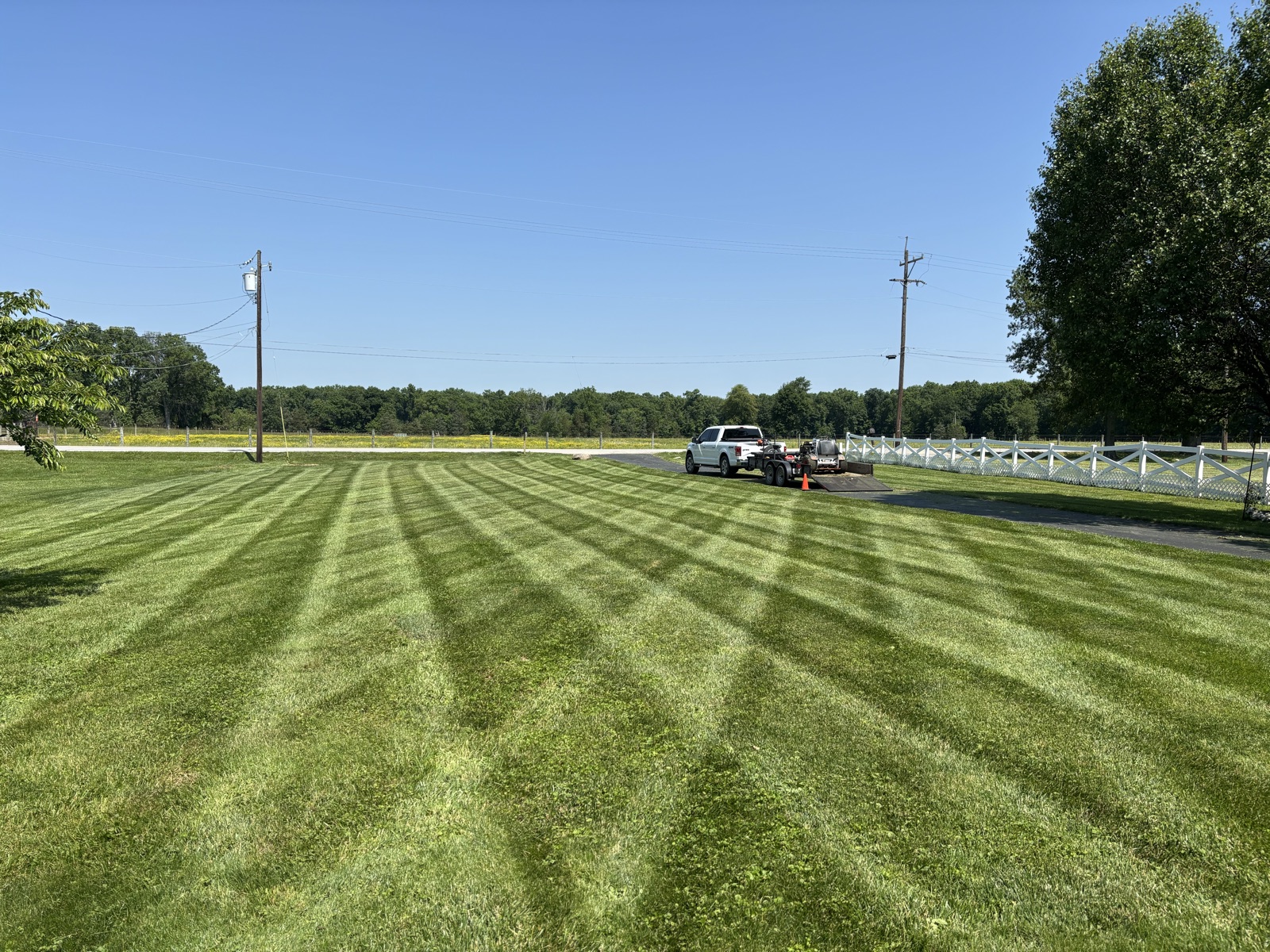 Perfectly striped commercial lawn after professional mowing — Hunley Lawn and Landscape